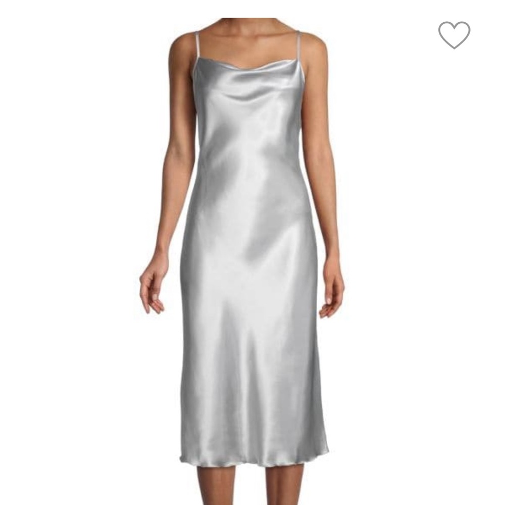 BEBE Silver Cowl Neck MIDI Dress